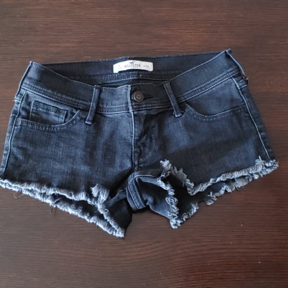 Hollister black denim shorts